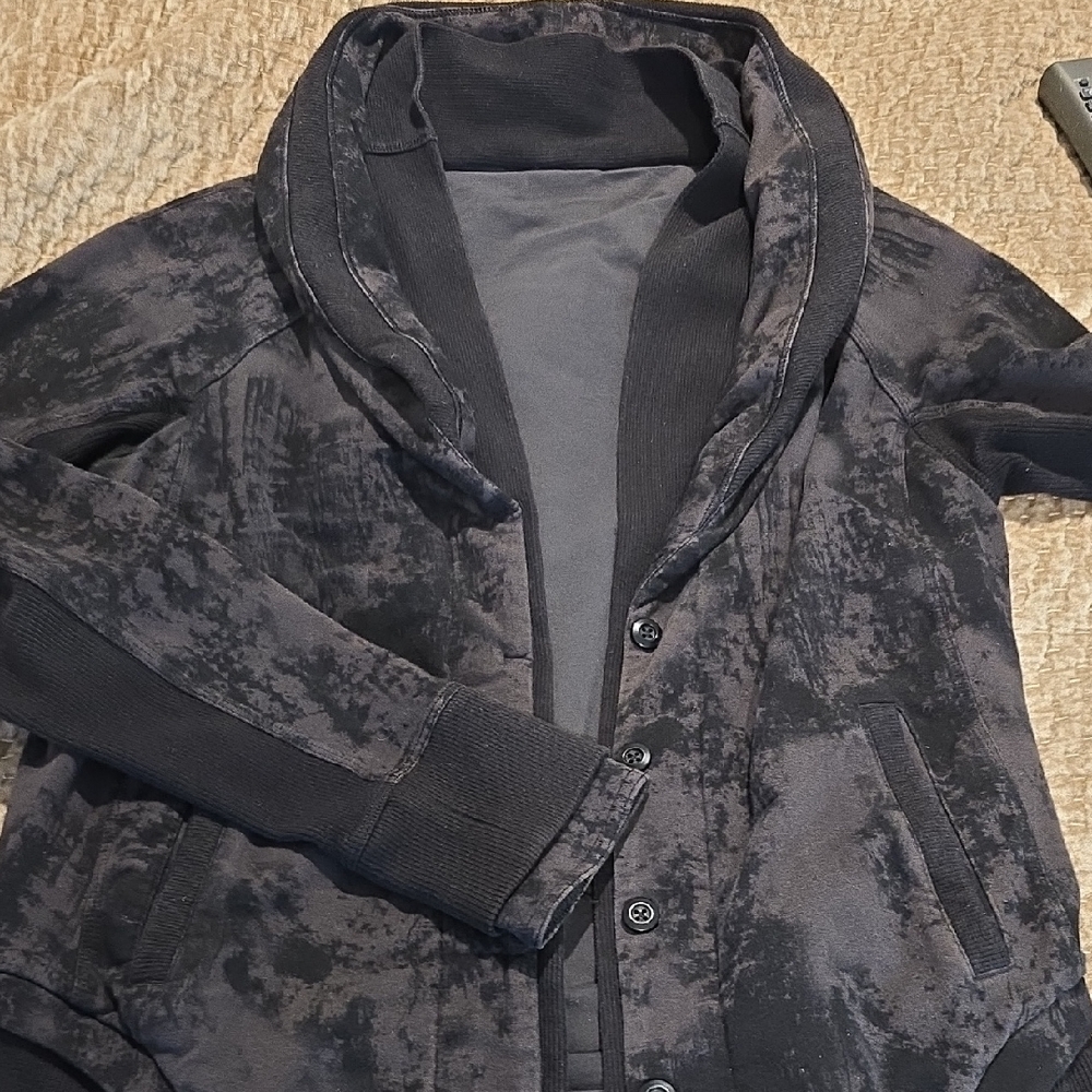 Lulu Cotton Shawl Neck Black Jacket Size 6